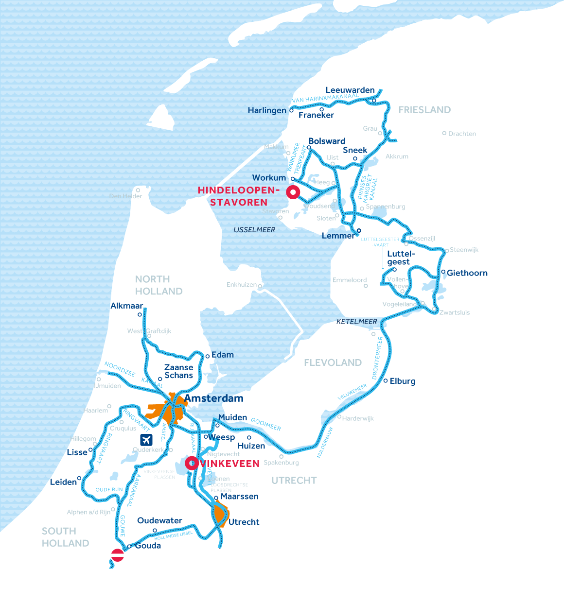 Holland, Amsterdam and Friesland Region map