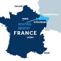 Carte indiquant la zone de navigation en Alsace en France