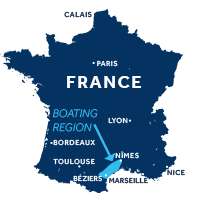 Carte indiquant la zone de navigation en Camargue en France