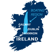 Map showing where the Shannon & Erne boating region is in Ireland